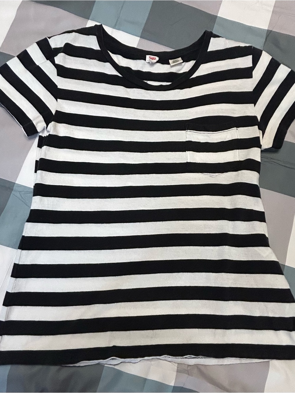 Black & White Striped Pocket Tee